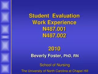 Student Evaluation Work Experience N487.001 N487.002 2010