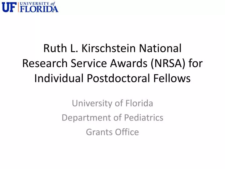 ruth l kirschstein national research service awards nrsa for individual postdoctoral fellows