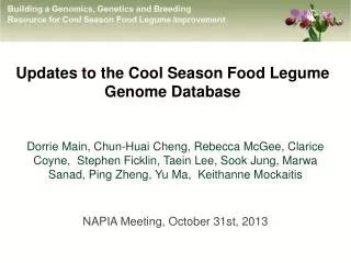 Updates to the Cool Season Food Legume Genome Database