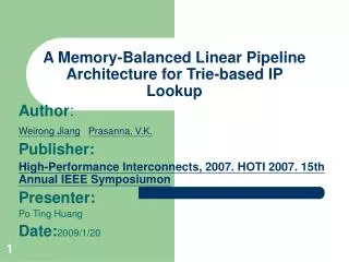 A Memory-Balanced Linear Pipeline Architecture for Trie-based IP Lookup