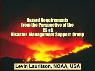 Hazard Requirements from the Perspective of the Disaster Management Support Group