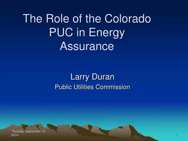 the role of the colorado puc in energy assurance