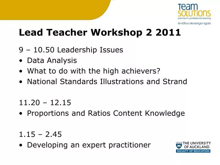 lead teacher workshop 2 2011