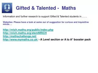 Gifted &amp; Talented - Maths
