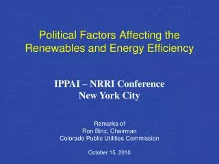 Political Factors Affecting the Renewables and Energy Efficiency