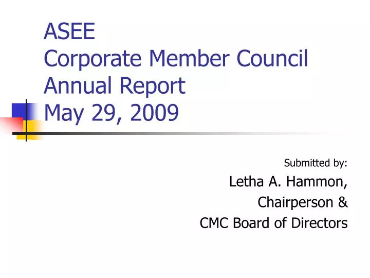 asee corporate member council annual report may 29 2009