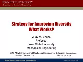 Strategy for Improving Diversity What Works?