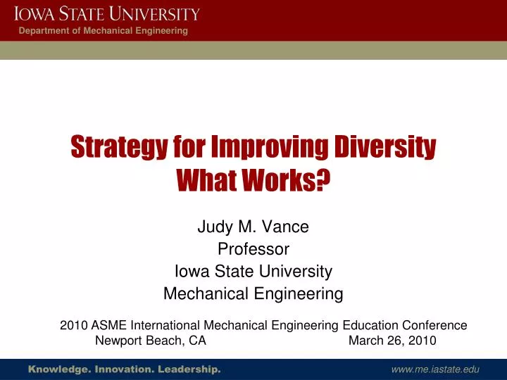 strategy for improving diversity what works