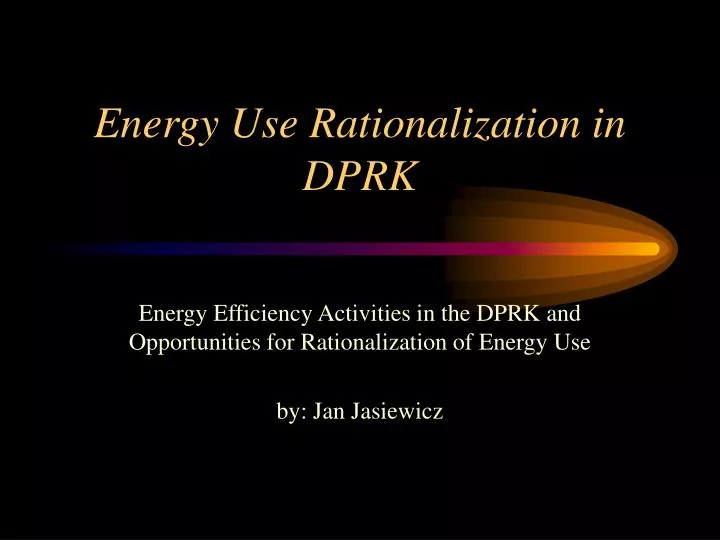 energy use rationalization in dprk