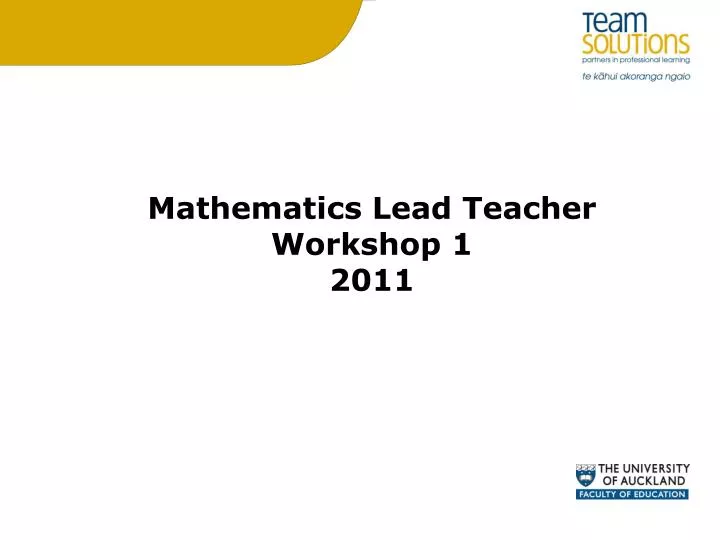 mathematics lead teacher workshop 1 2011