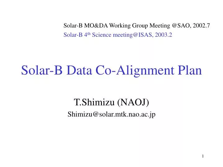 solar b data co alignment plan