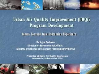 Urban Air Quality Improvement (UAQi) Program Development