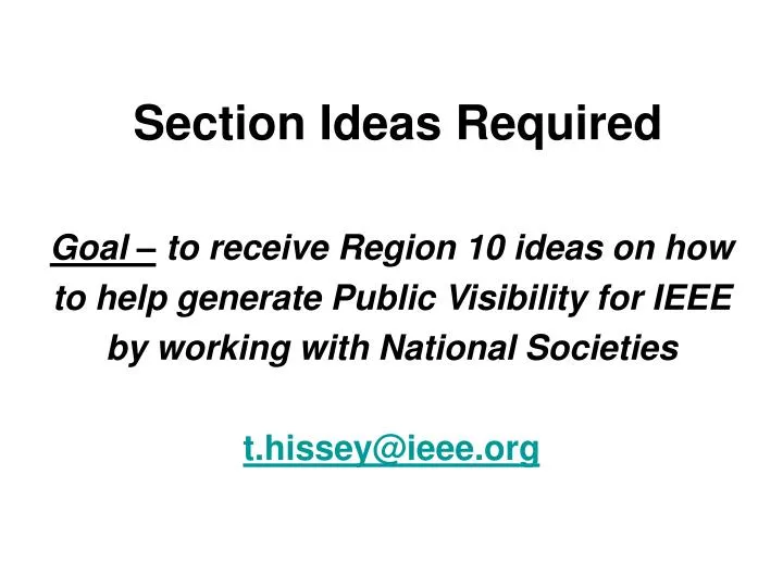section ideas required