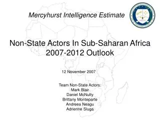 Non-State Actors In Sub-Saharan Africa 2007-2012 Outlook