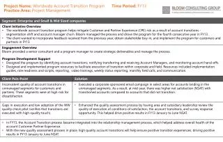 Project Name: Worldwide Account Transition Program Time Period: FY13