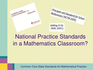 National Practice Standards in a Mathematics Classroom?