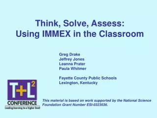 Think, Solve, Assess: Using IMMEX in the Classroom
