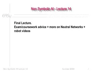 Non Symbolic AI - Lecture 14