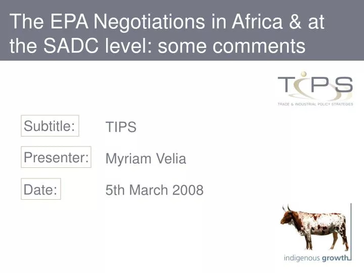 the epa negotiations in africa at the sadc level some comments