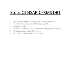 Steps Of NSAP-CPSMS DBT