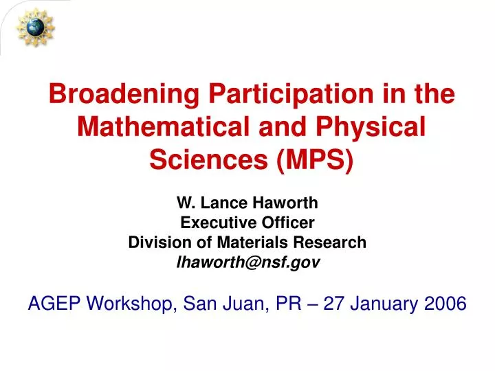 broadening participation in the mathematical and physical sciences mps