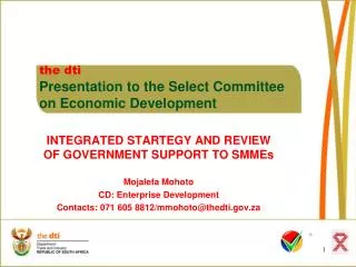 the dti Presentation to the Select Committee 	on Economic Development