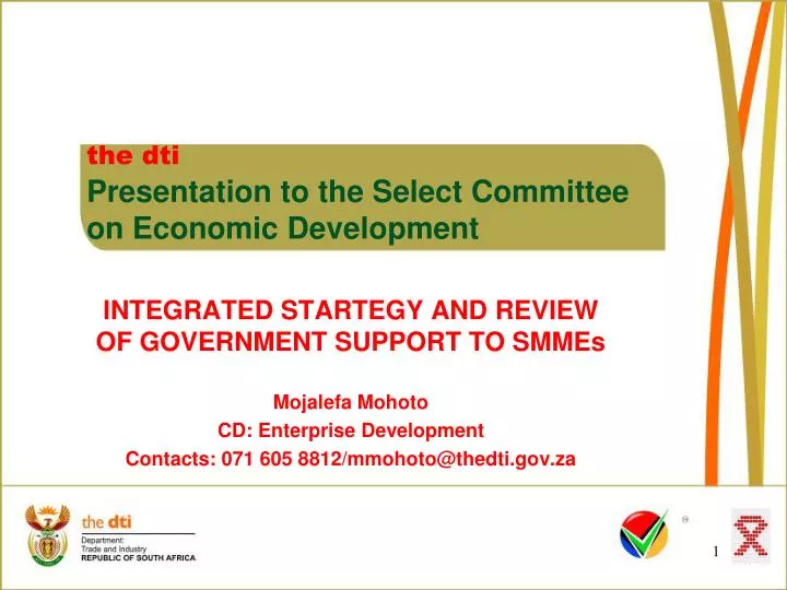the dti presentation to the select committee on economic development