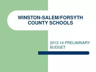 WINSTON-SALEM/FORSYTH COUNTY SCHOOLS