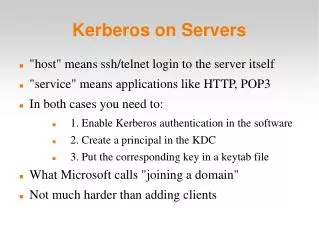Kerberos on Servers