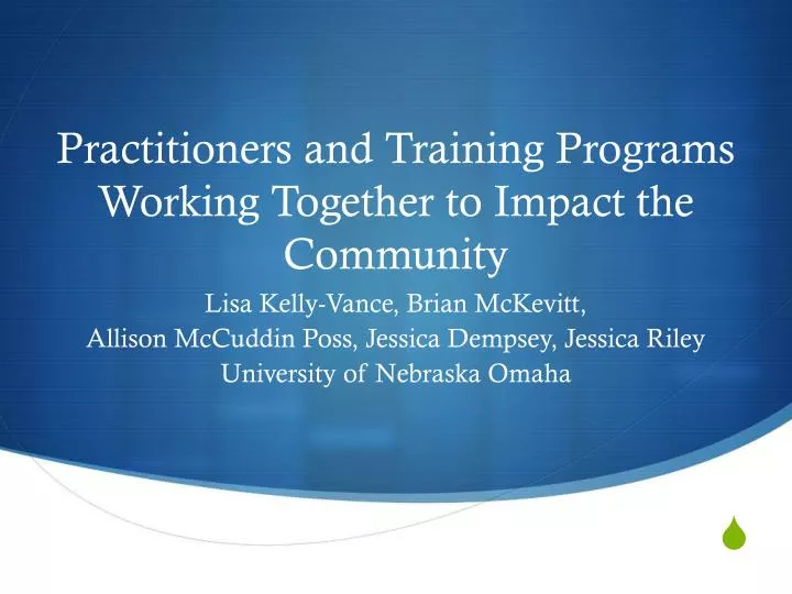 practitioners and training programs working together to impact the community