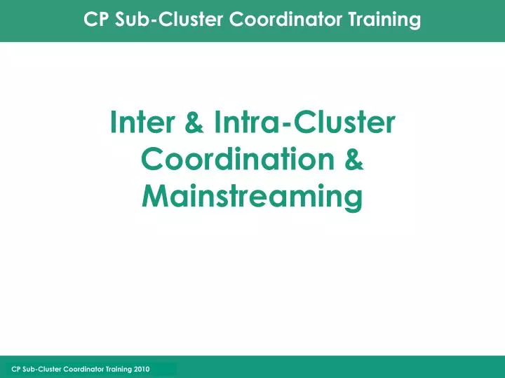 inter intra cluster coordination mainstreaming