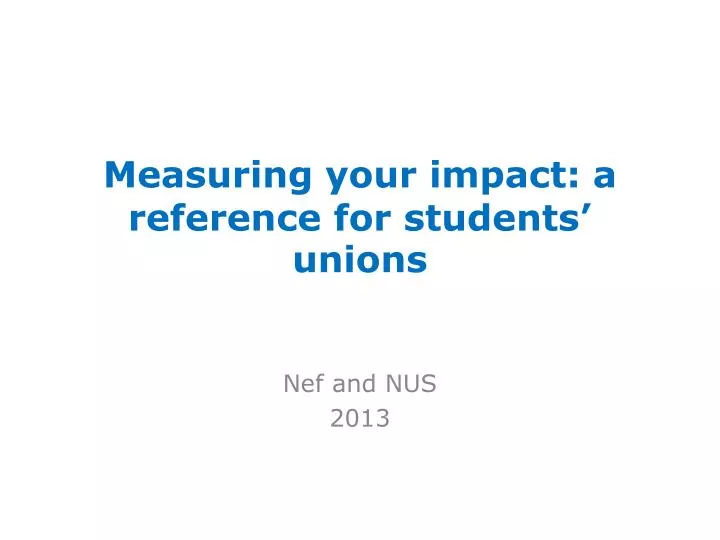 measuring your impact a reference for students unions
