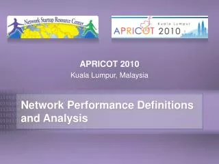 Network Performance Definitions and Analysis