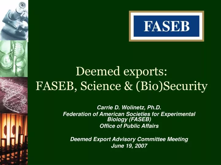 deemed exports faseb science bio security