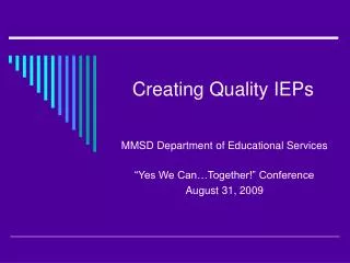 Creating Quality IEPs
