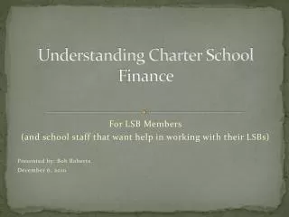 Understanding Charter School Finance