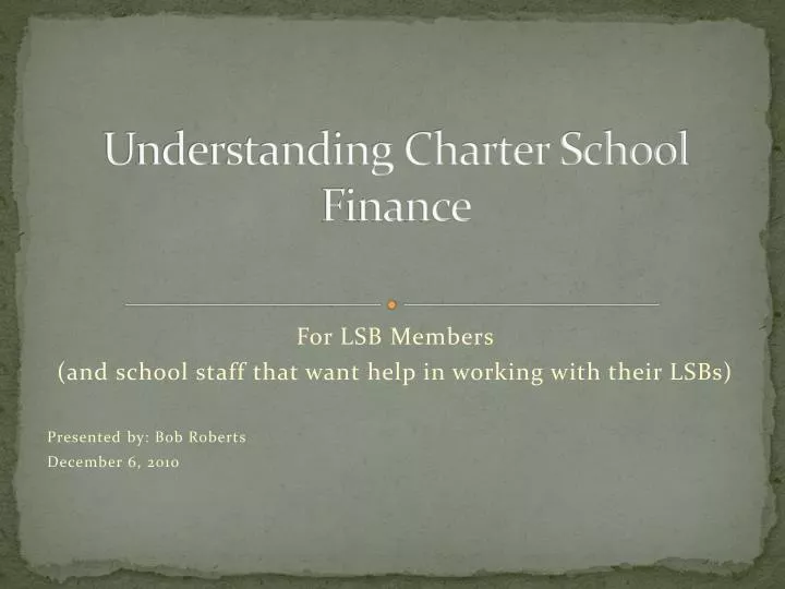 understanding charter school finance