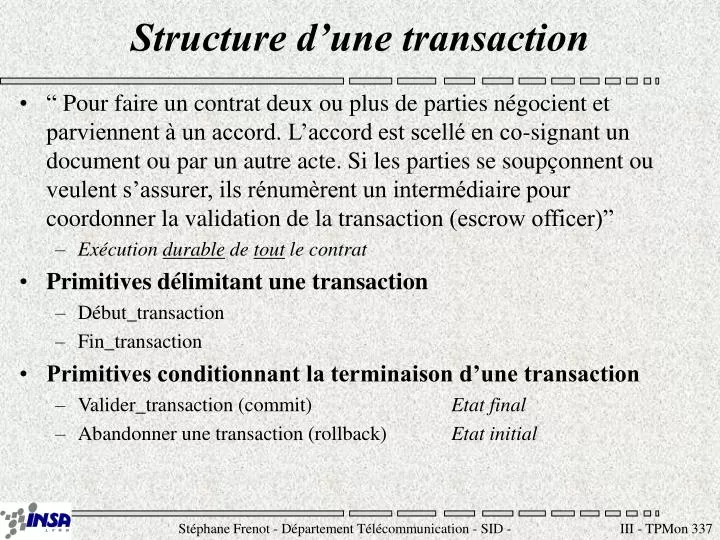 structure d une transaction
