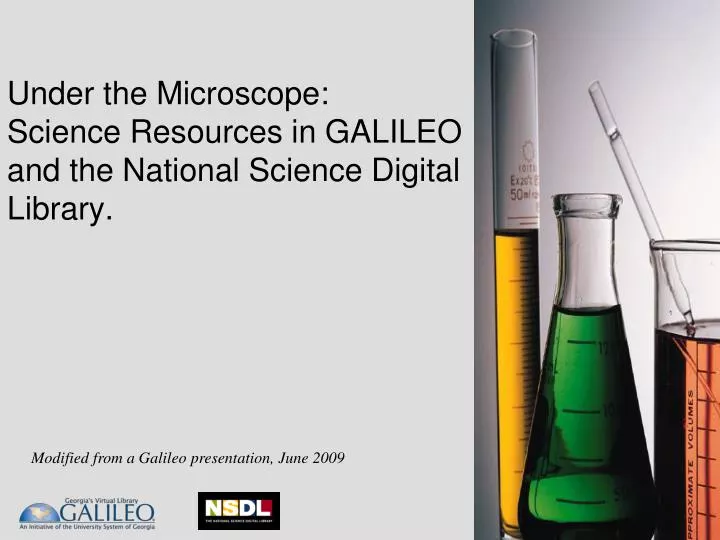 under the microscope science resources in galileo and the national science digital library