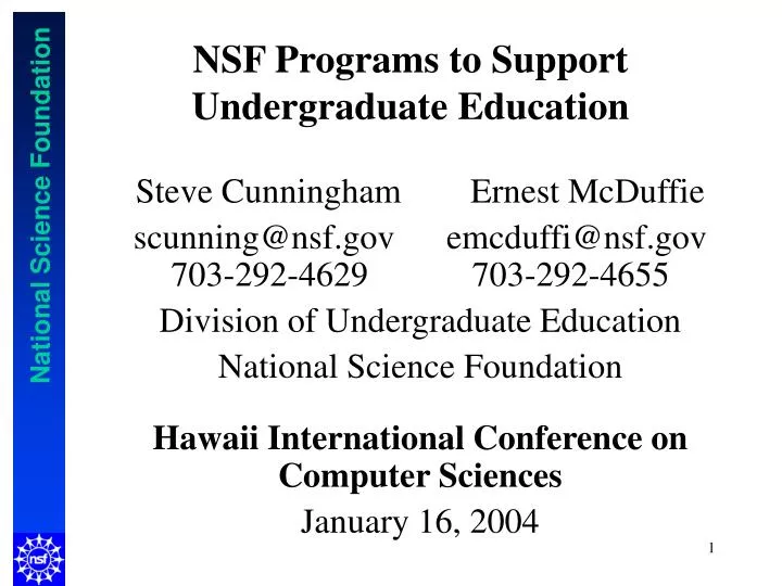 nsf programs to support undergraduate education