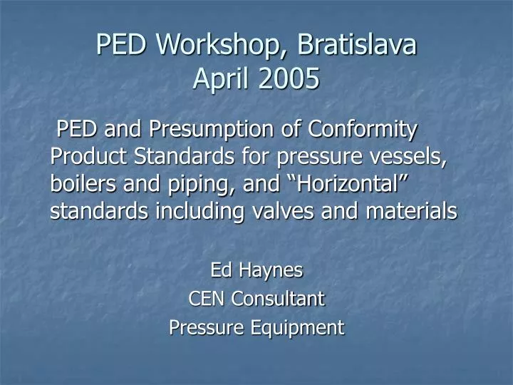 ped workshop bratislava april 2005