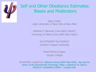 Self and Other Obedience Estimates: Biases and Moderators