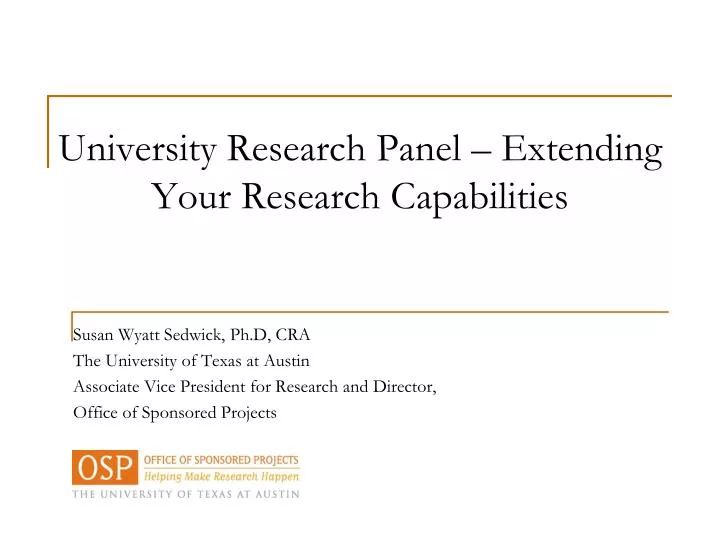 university research panel extending your research capabilities
