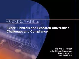 Export Controls and Research Universities: Challenges and Compliance