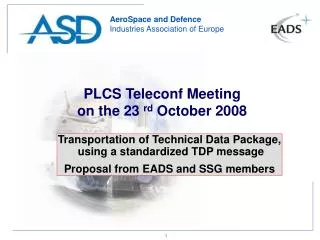 PLCS Teleconf Meeting on the 23 rd October 2008