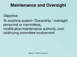 Maintenance and Oversight - slide 1