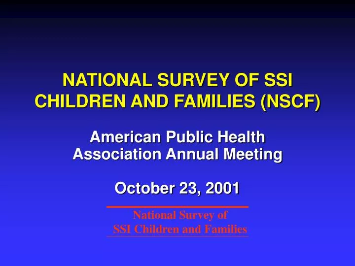 national survey of ssi children and families nscf