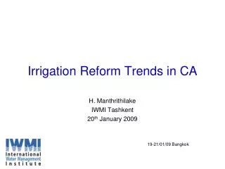 Irrigation Reform Trends in CA