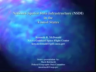 National Spatial Data Infrastructure (NSDI) in the United States
