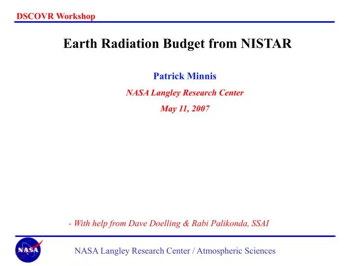 earth radiation budget from nistar